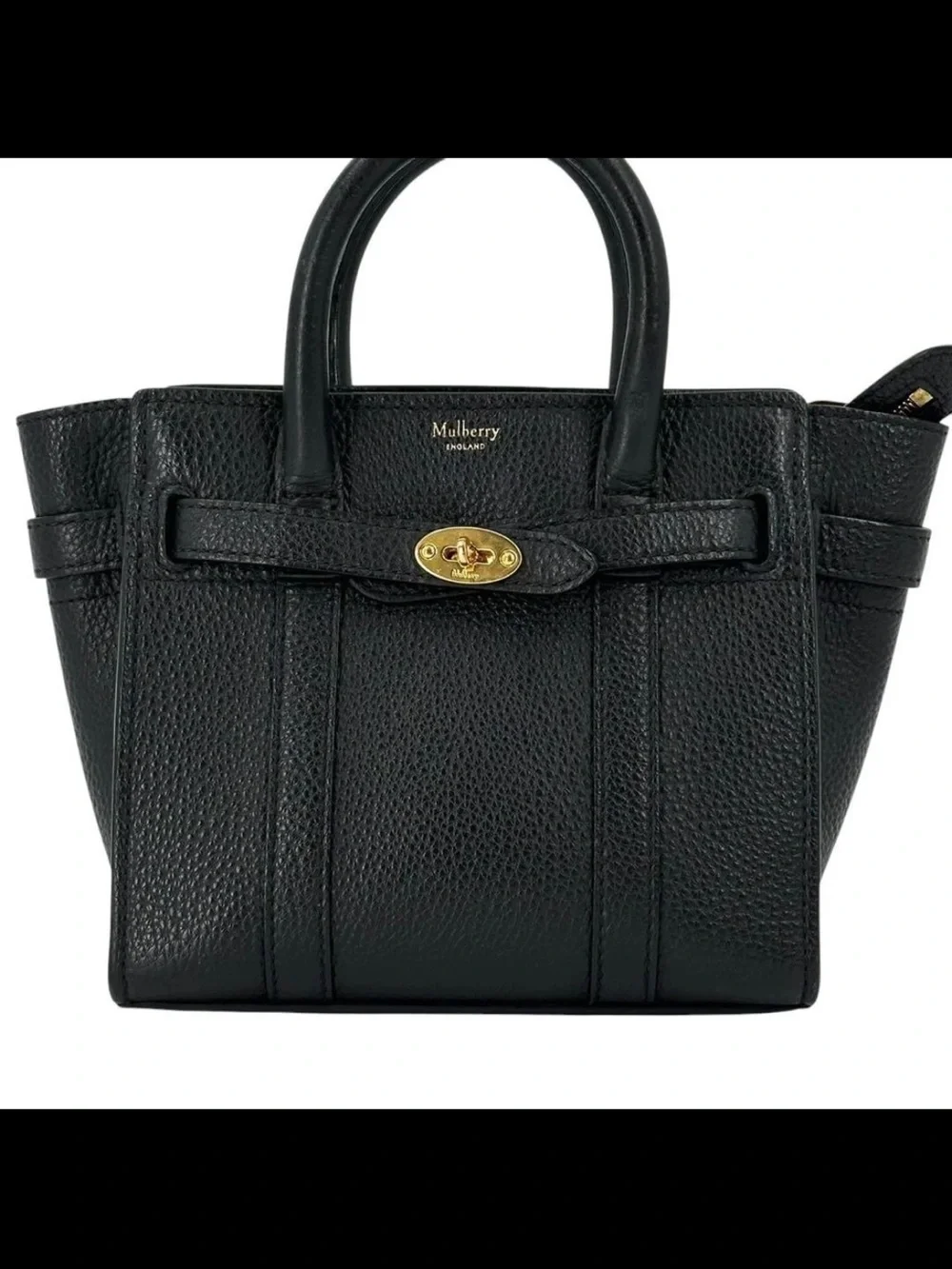 Mulberry Black Pebbled Leather Satchel with Gold Hardware